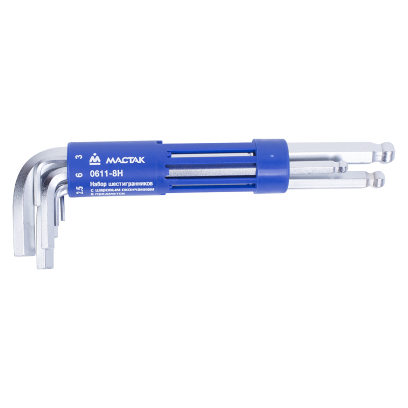 МАСТАК Набор Г-образных шестигранников, 2-10 мм, 8 предметов  0611-8HB