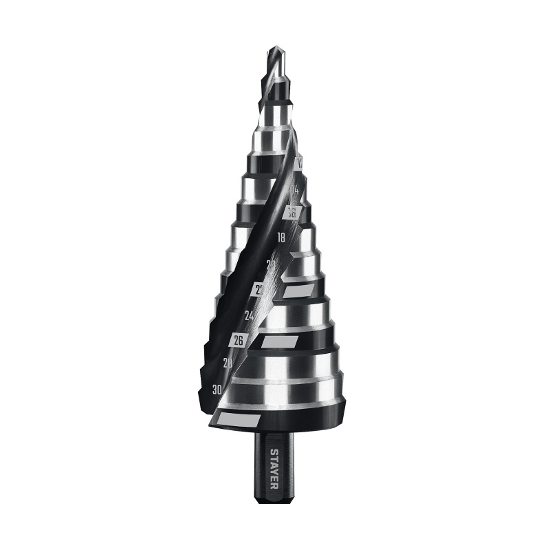 Сверло STAYER Pro-Max ступенчатое, винтовая спираль, 4-32мм, 15 ступеней ЗУБР 29661-4-32-15 